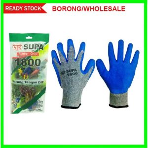 Heavy Duty Sarung Tangan Rubber Grip 1800/Rubber Cotton Hand Glove/Sarung Tangan Berkebun Mengecat (Ready Stock) (BY PCS