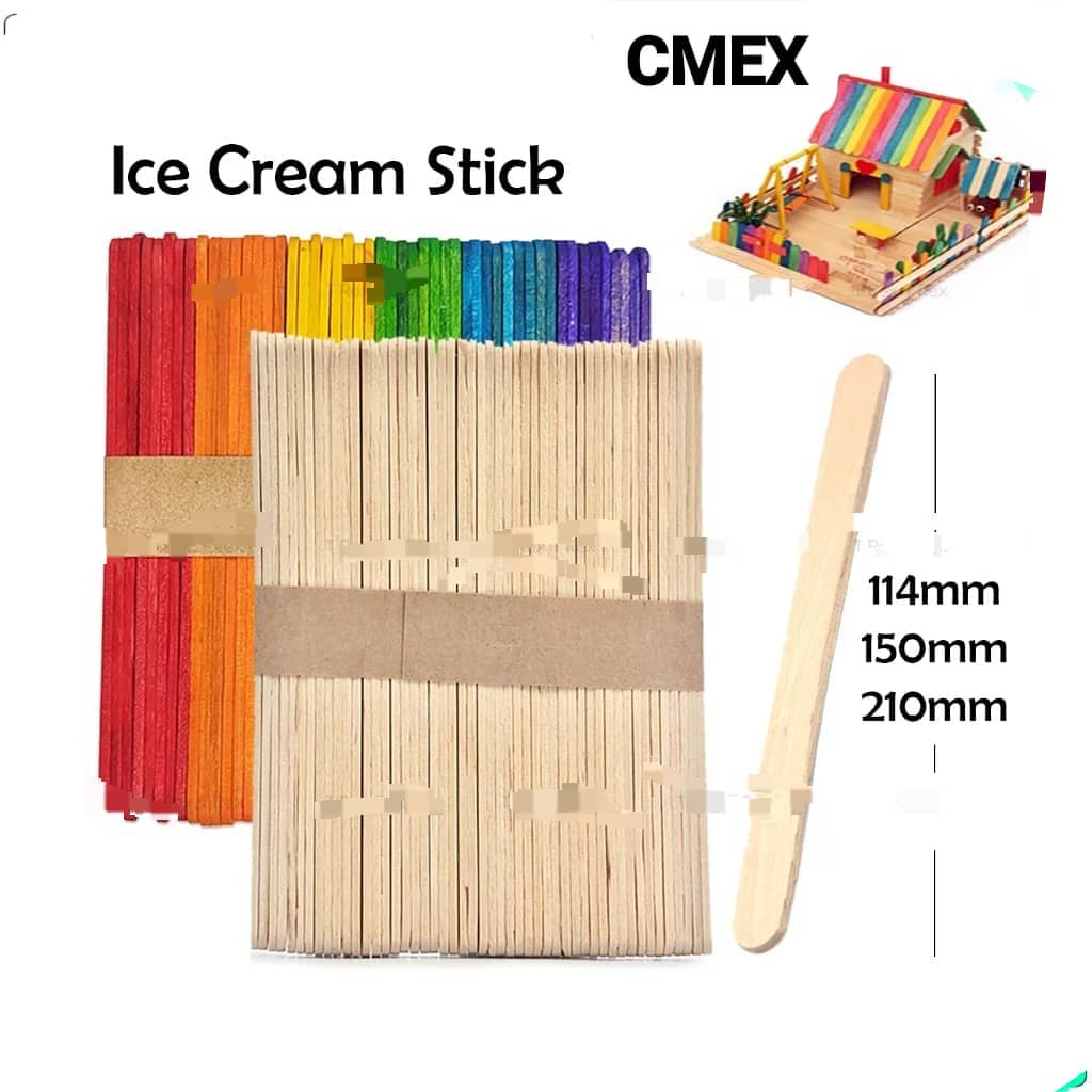 Wooden Ice Cream Stick 50pcs / DIY Pine Wood Craft Stick / Popsicle Bamboo Stick / Batang Ice Cream - Image 2